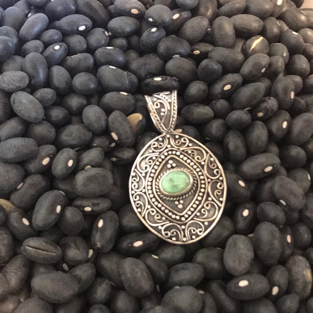 Variscite Stone Pendant Set in Silver